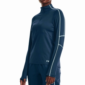 Under Armour Cold Weather Half Zip Long Sleeve Womens Running Top - Blue Perfume Embellish