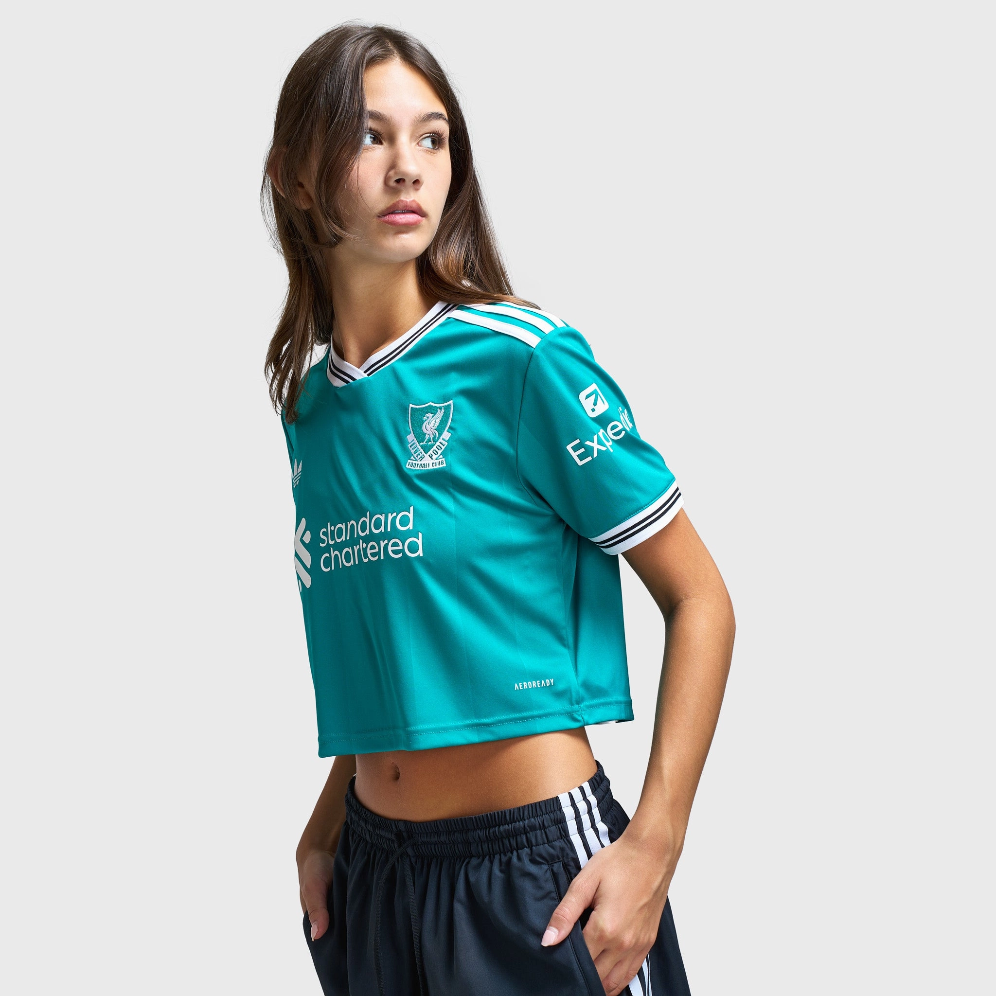 adidas Women's Liverpool 25/26 3rd Cropped Jersey / Sea Green Seasonal Comfort