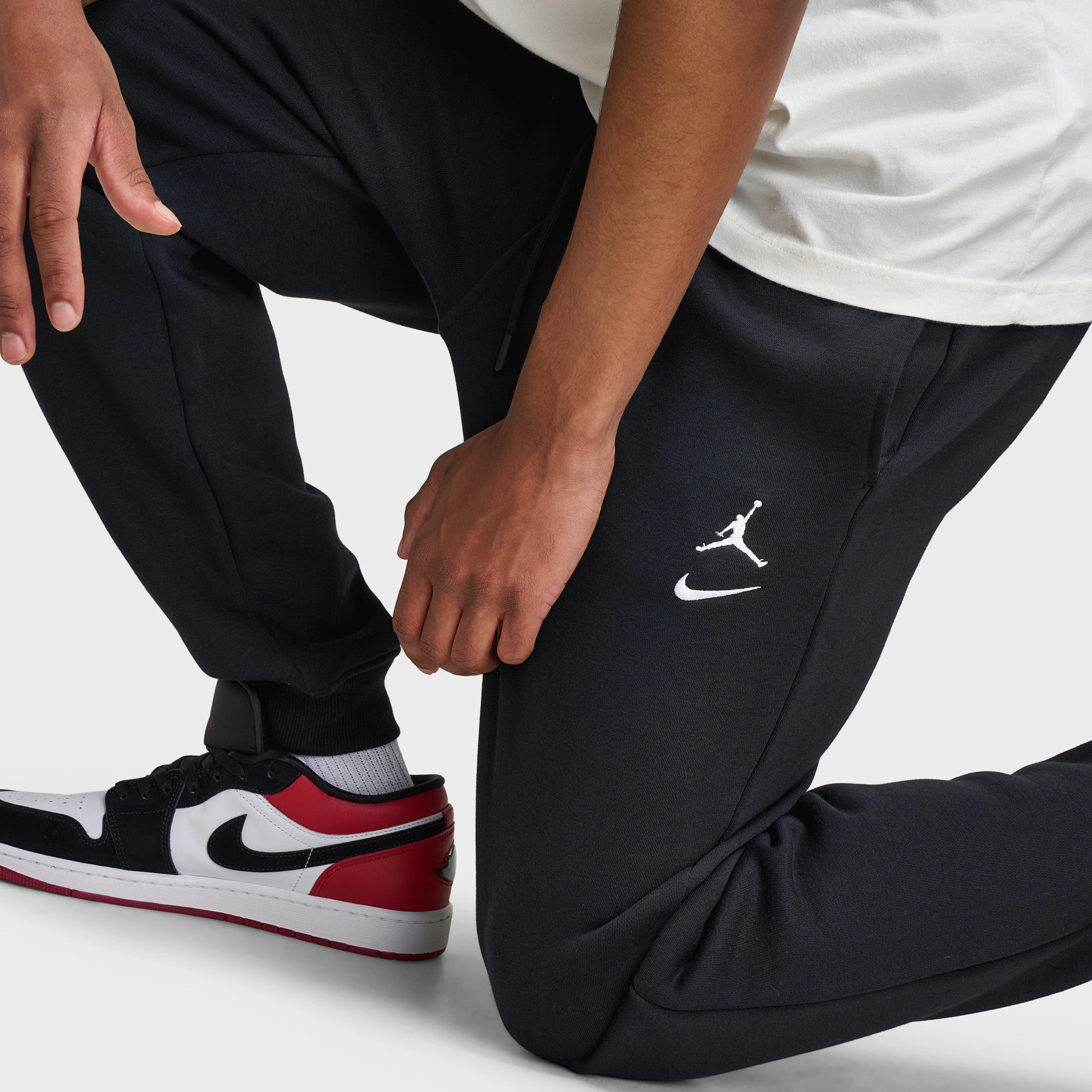 VentilationPanels Fitness Enthusiast Jordan Brooklyn Varsity Fleece Joggers Black / White