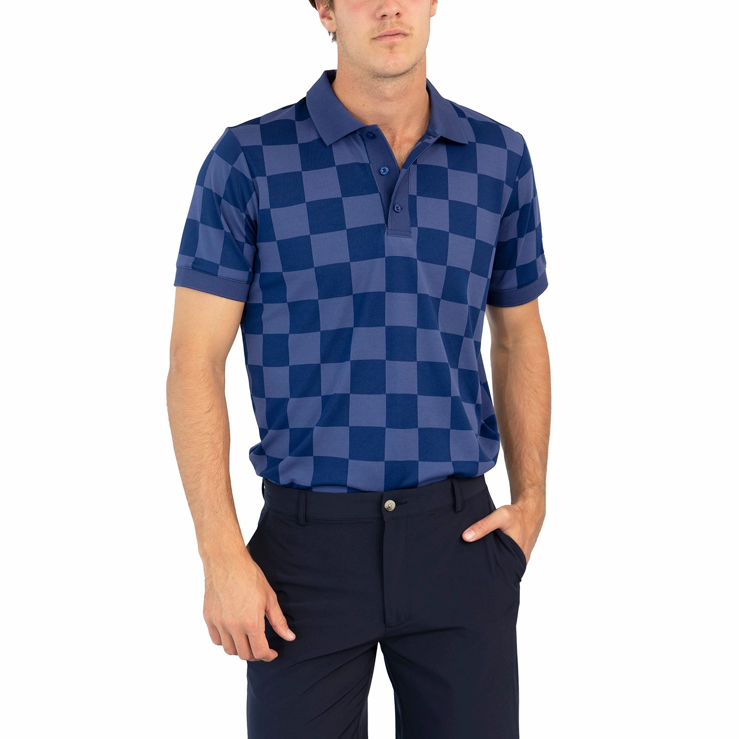 DoubleStitched Seams Cross Grip Golf Polo Shirt - Twilight Blue