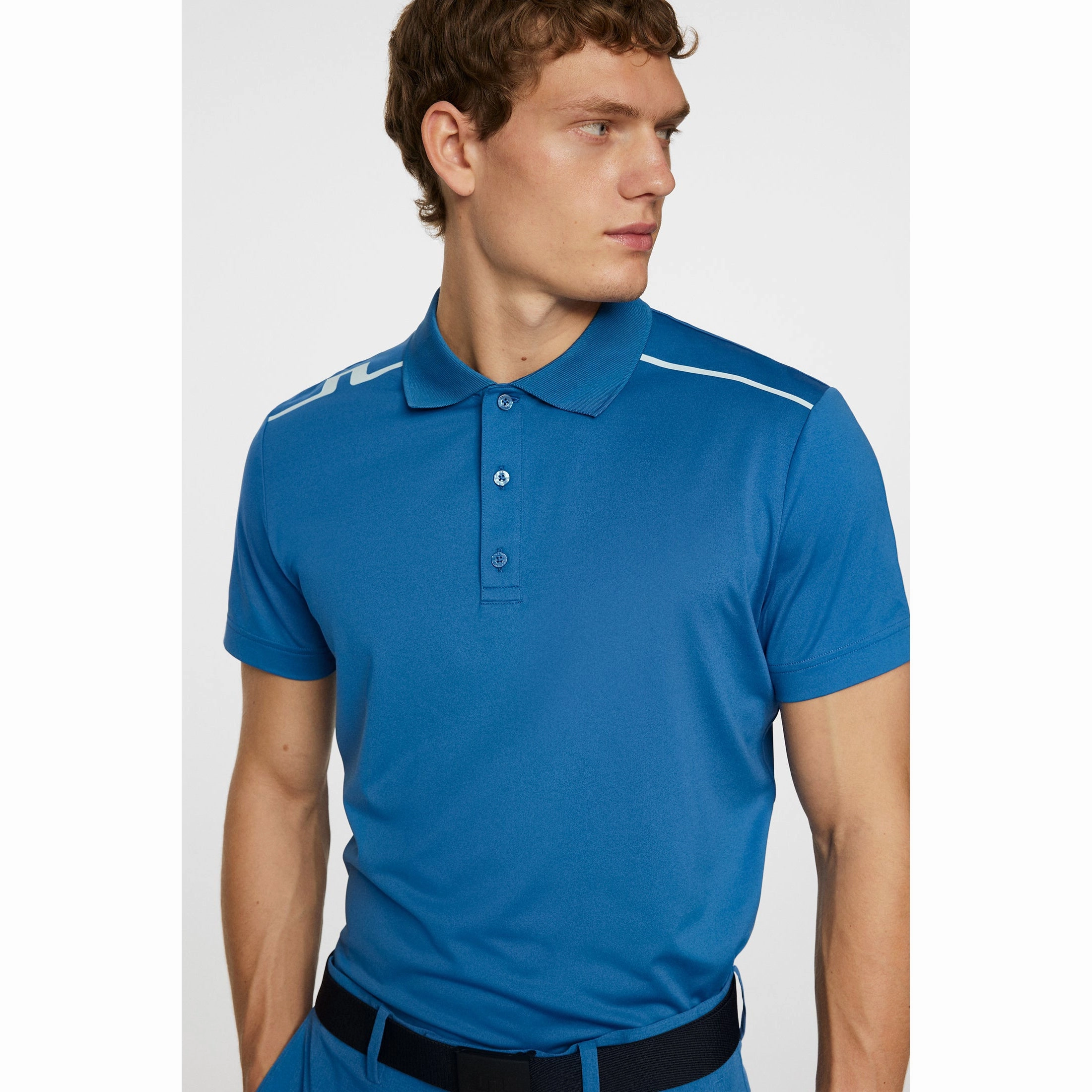 Beach Ready Solid Color J.Lindeberg Lionel Polo Golf Shirt - Dark Blue