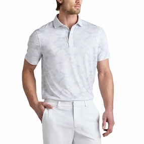 Herringbone Texture Breathable Stretch G/Fore Icon Camo Tech Jersey Golf Polo Shirt - Snow