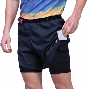 Antibacterial Easy Days Ronhill Tech Race Twin 2 In 1 Mens Running Shorts - Black