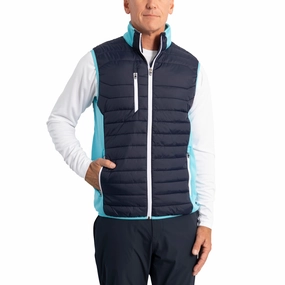 Sunderland Anton Padded Stretch Panel Performance Golf Gilet - Navy/ Aqua dim Multi Pocket Design