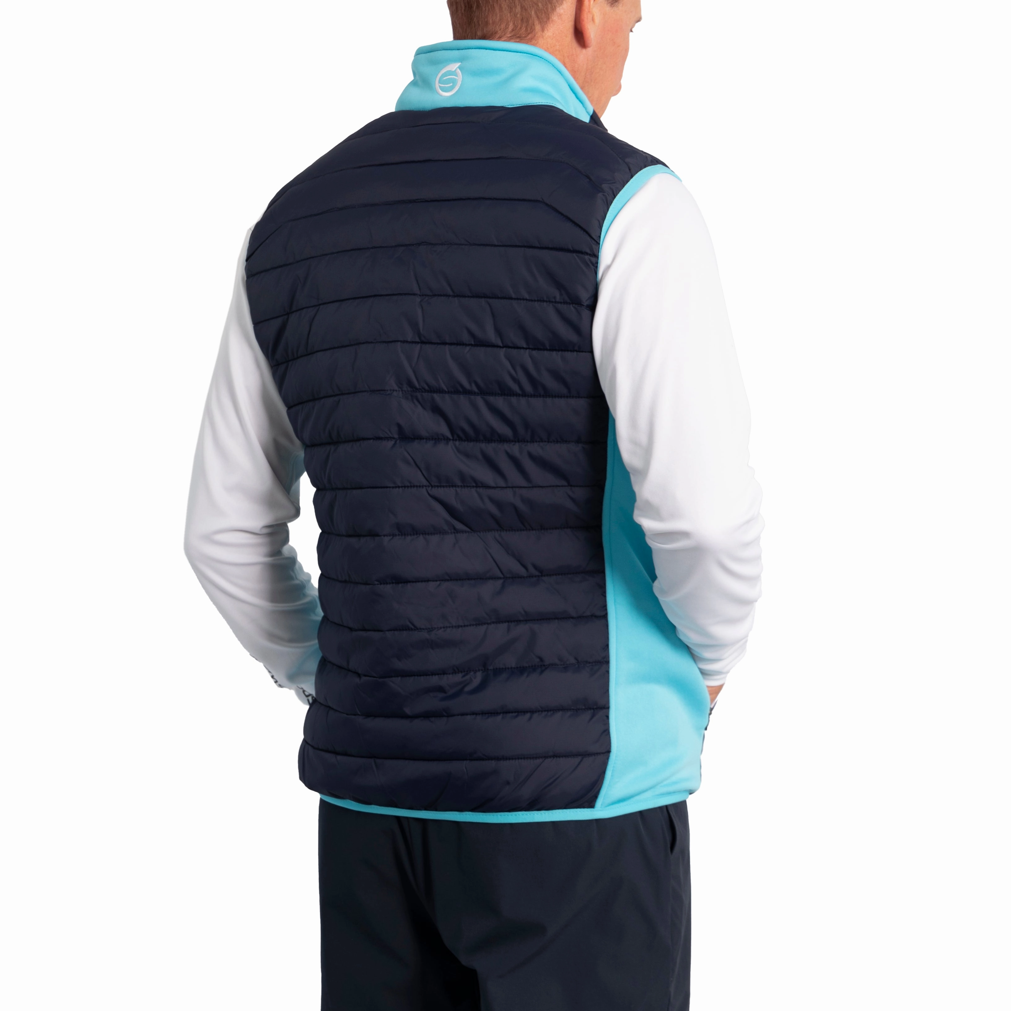 Little handy Sunderland Anton Padded Stretch Panel Performance Golf Gilet - Navy/ Aqua