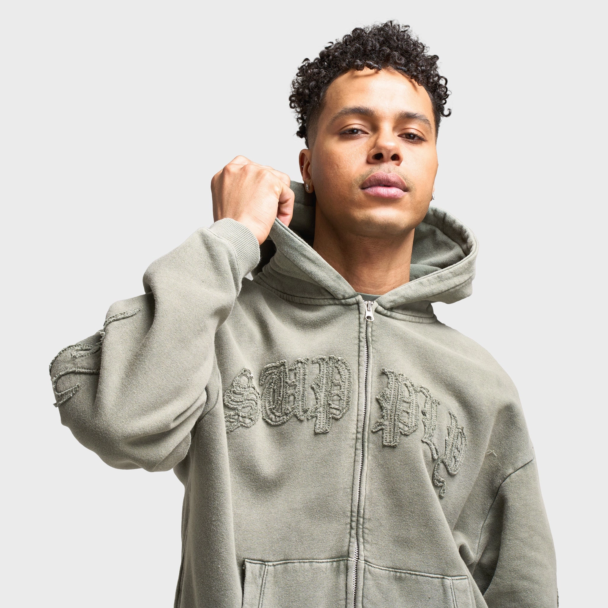 Recycled Material Blend Supply & Demand Aydar Full Zip Hoodie / Washed Ivy Green