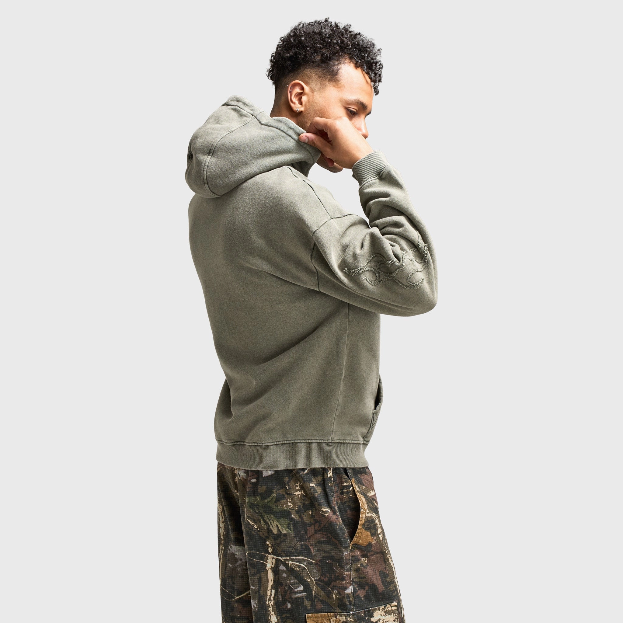Supply & Demand Aydar Full Zip Hoodie / Washed Ivy Green Windproof Thermal Shell UV Protective