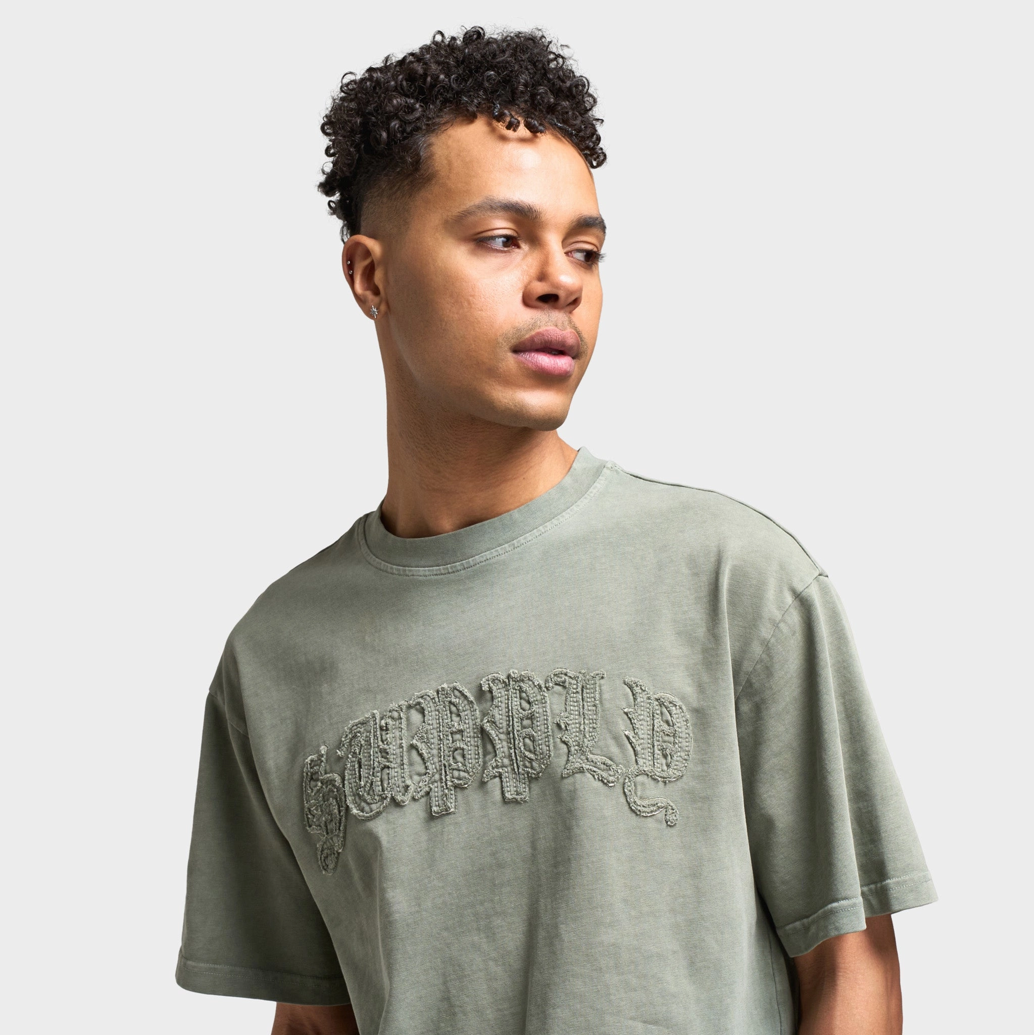 Indoor Use Supply & Demand Aydar Graphic T-Shirt / Washed Ivy Green