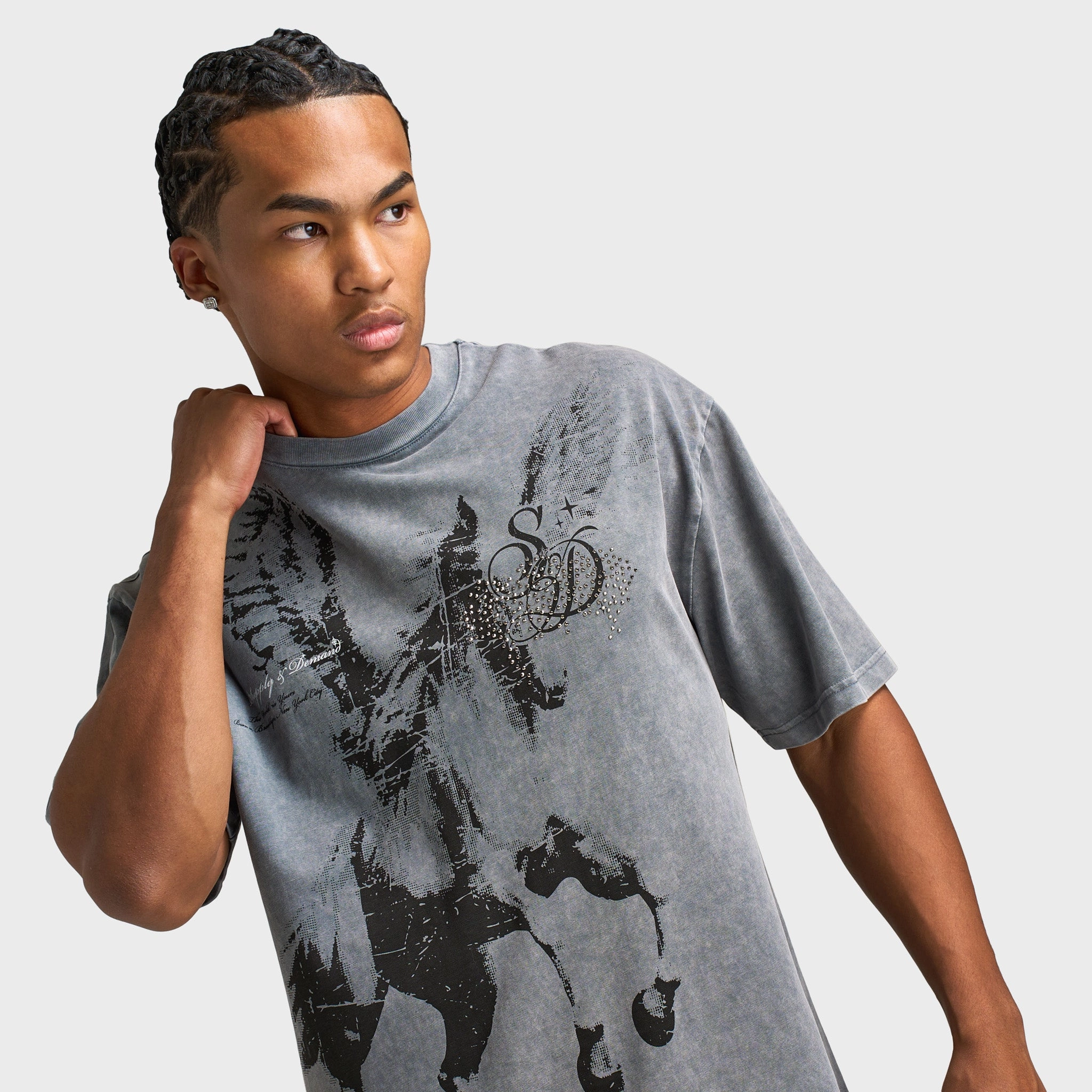 Supply & Demand Bazza Tee / Black on - road Reinforced Stitching