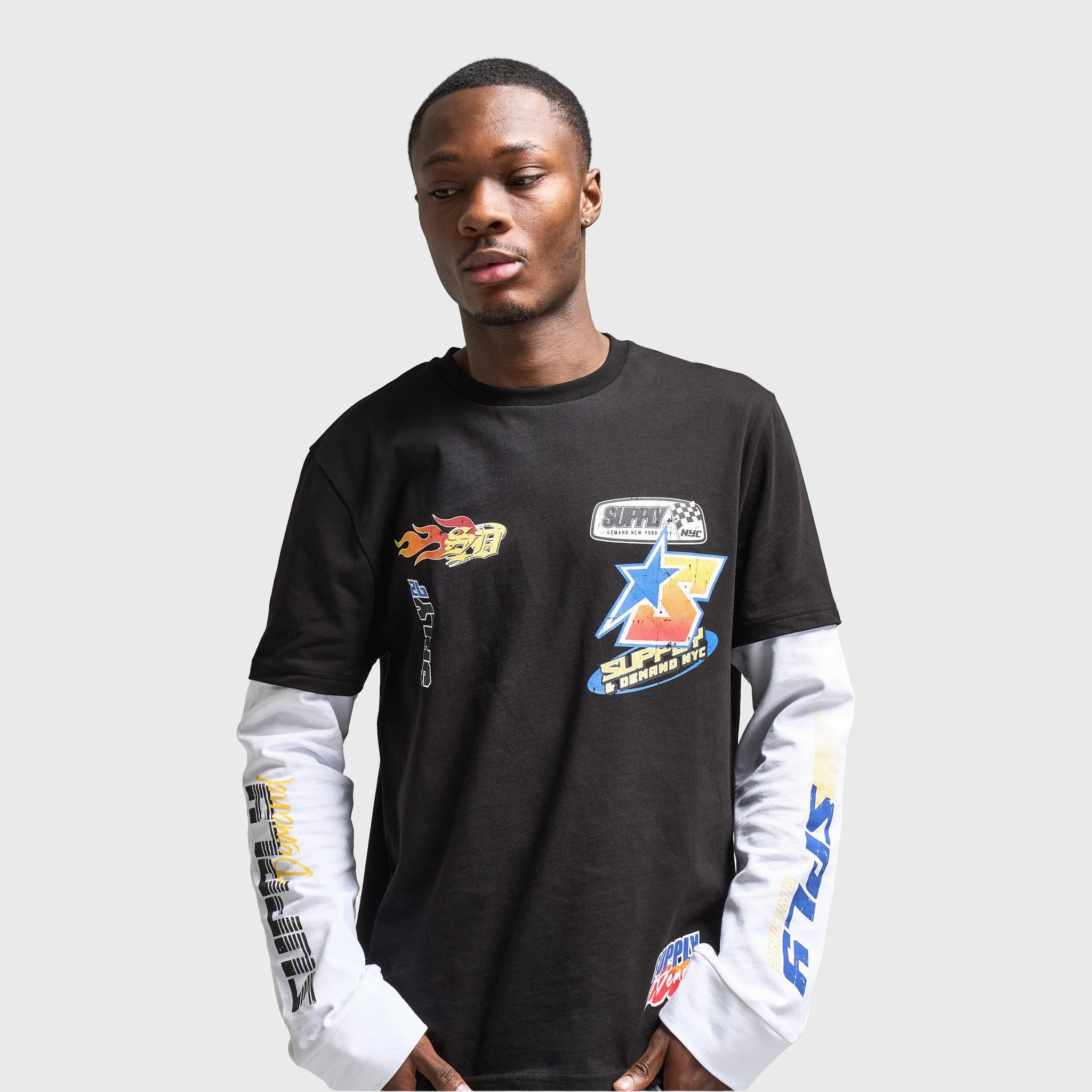 Supply & Demand Boyd Long Sleeve Graphic T-Shirt / Black Moisture Control Fabric