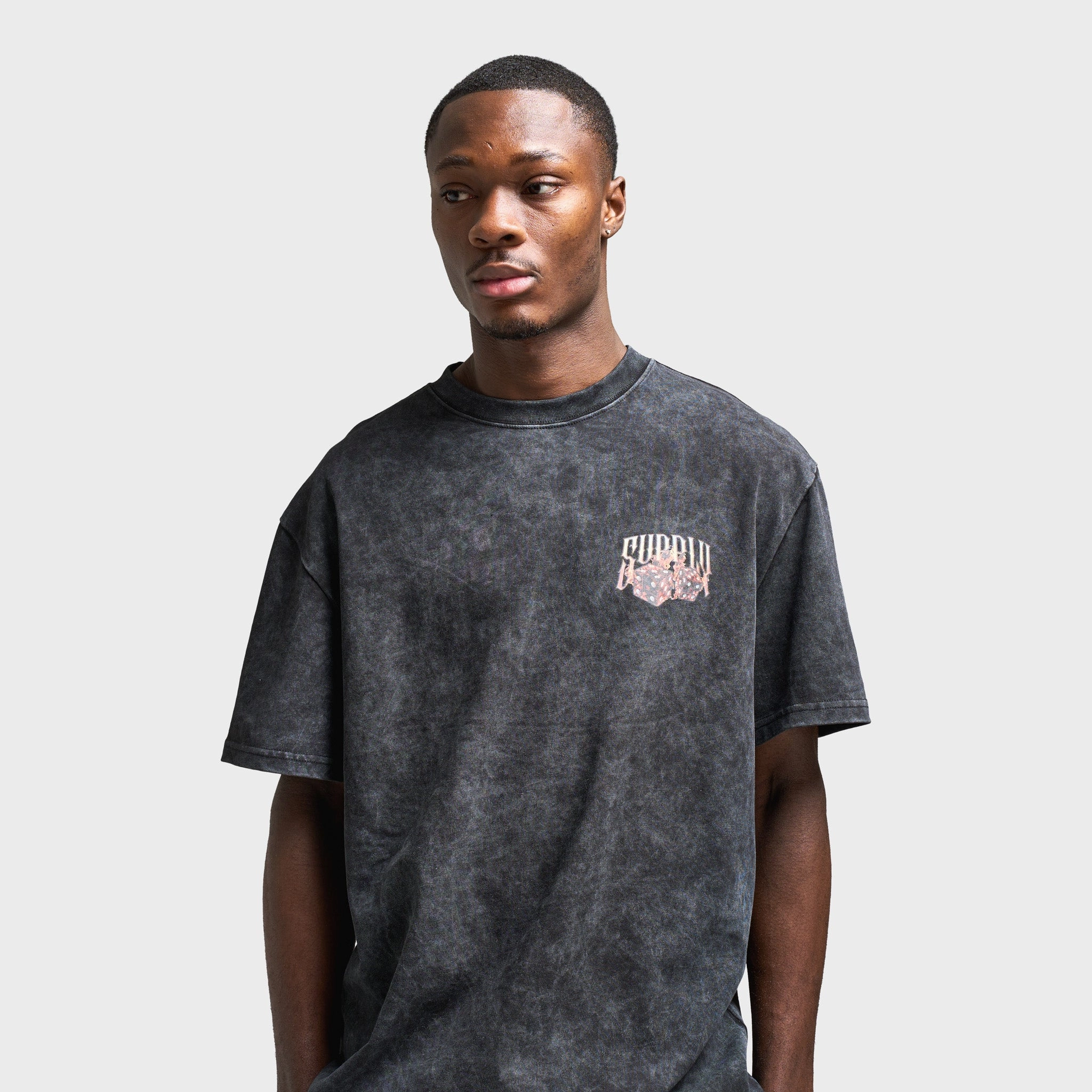 Quick - Response airborne Supply & Demand Fire Dice Graphic T-Shirt / Washed Black