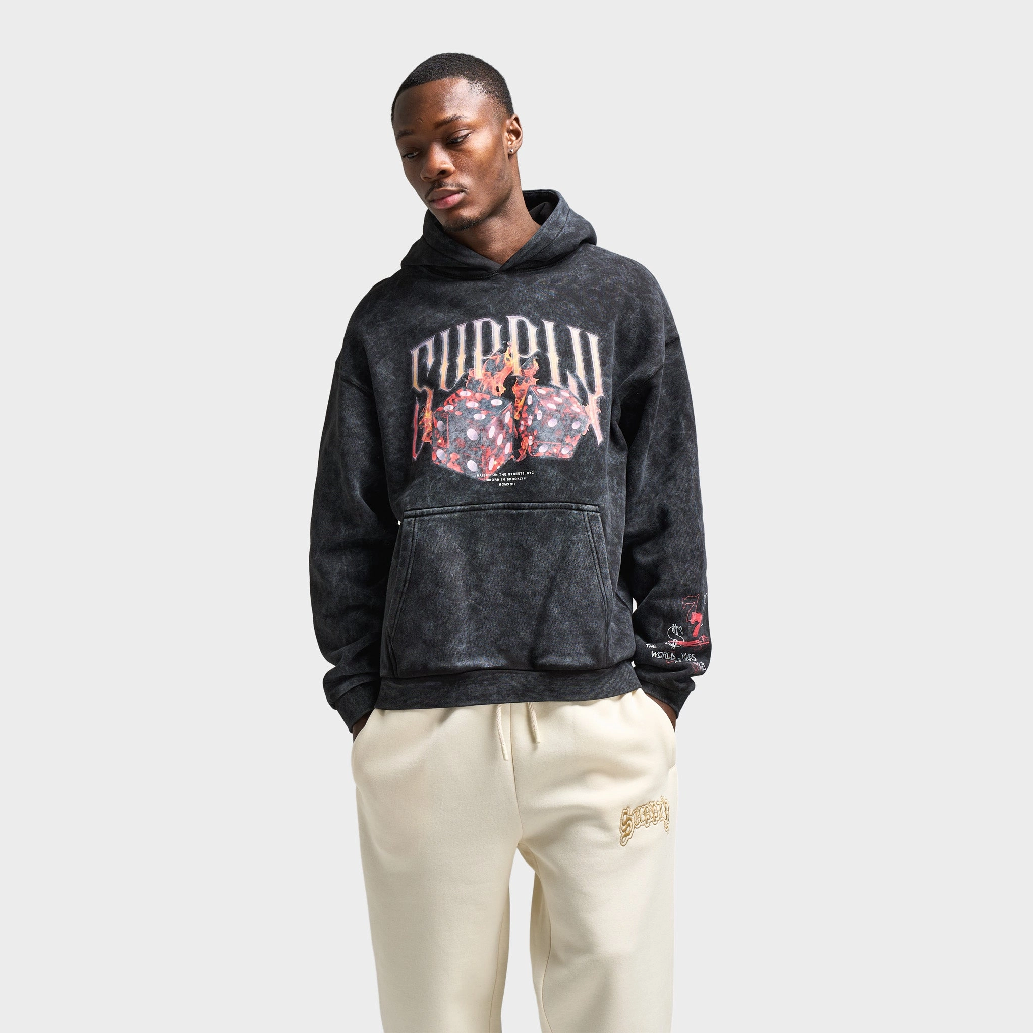 Cool Season Supply & Demand Fire Dice Pullover Hoodie / Washed Black