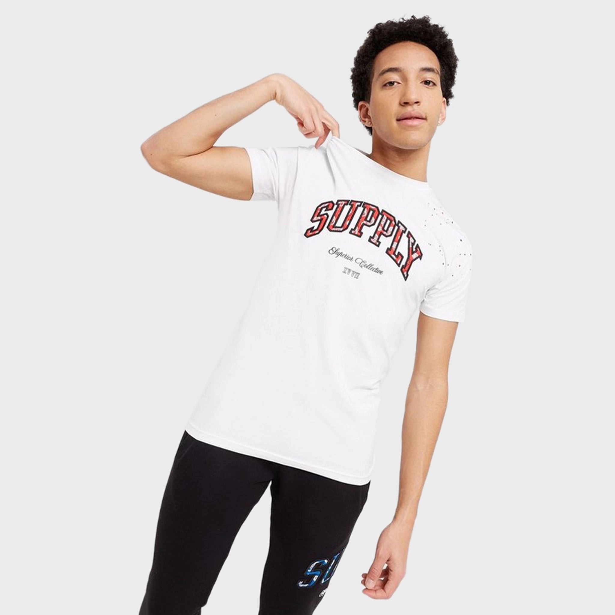 Weapon - mounting Flatlock Seams Supply & Demand Team Splatter T-Shirt / Optic White