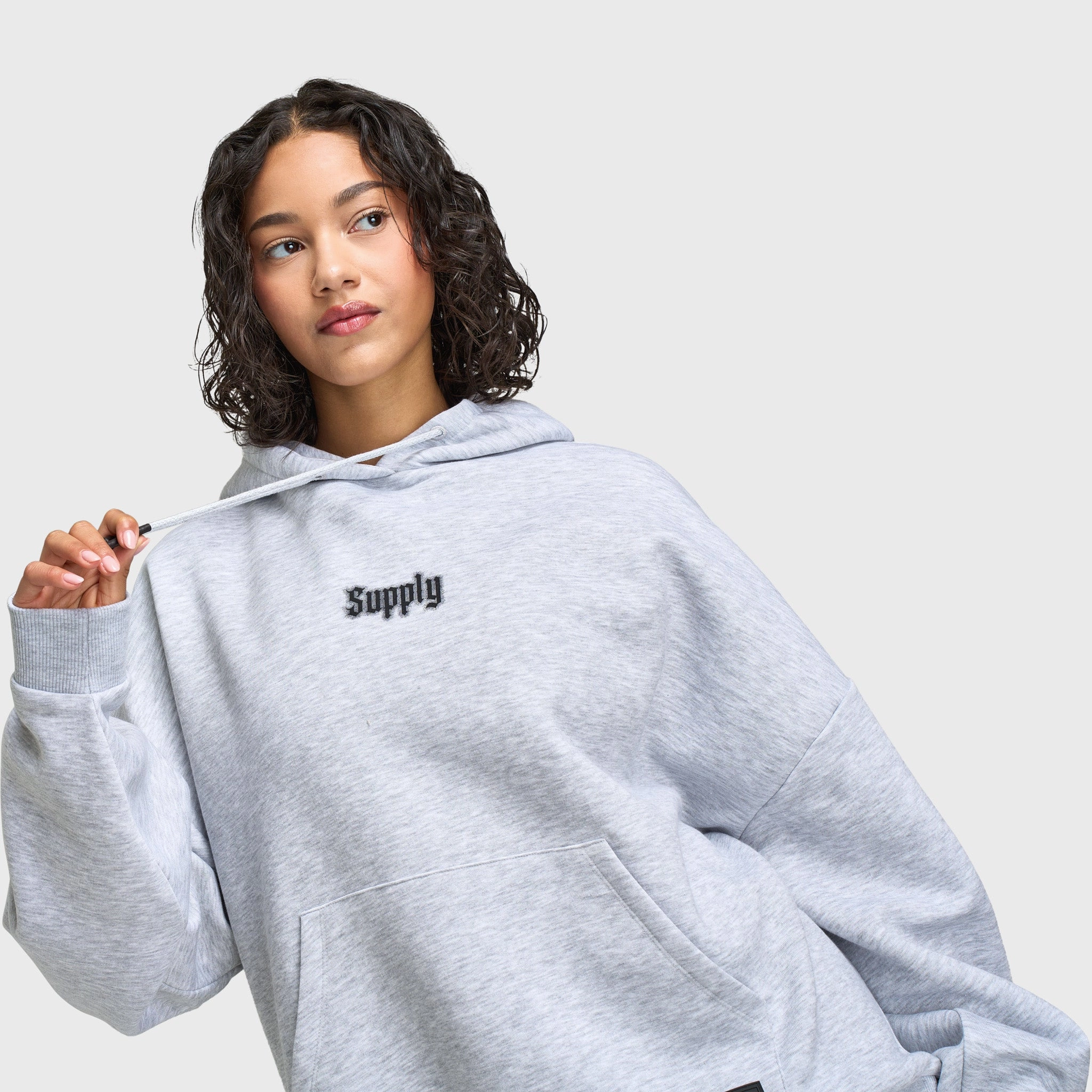 Removable Hood Supply & Demand Women's Wings Pullover Hoodie / Light Grey