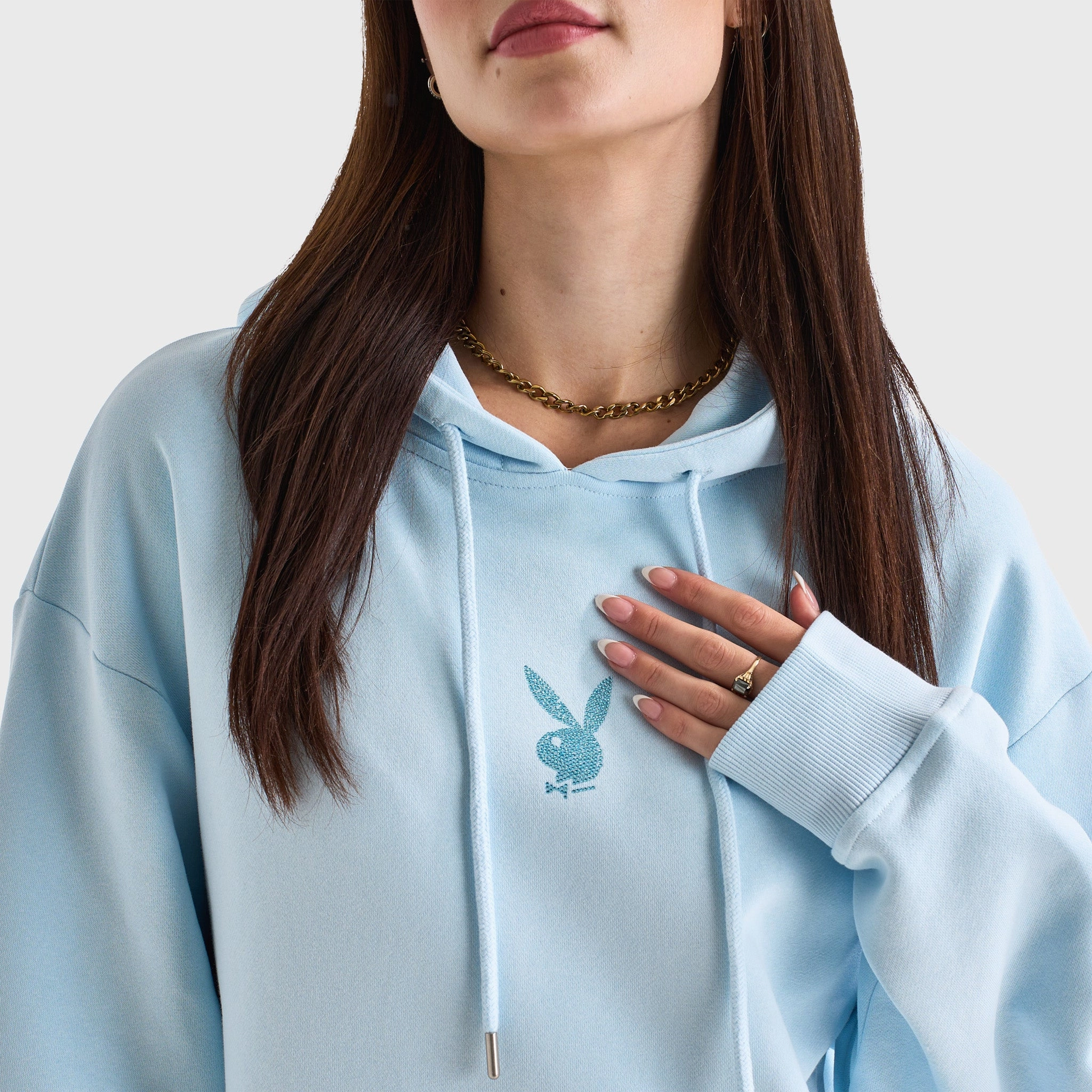 Bold Statement Playboy Butterfly Diamonte Hoodie / Nantucket Breeze