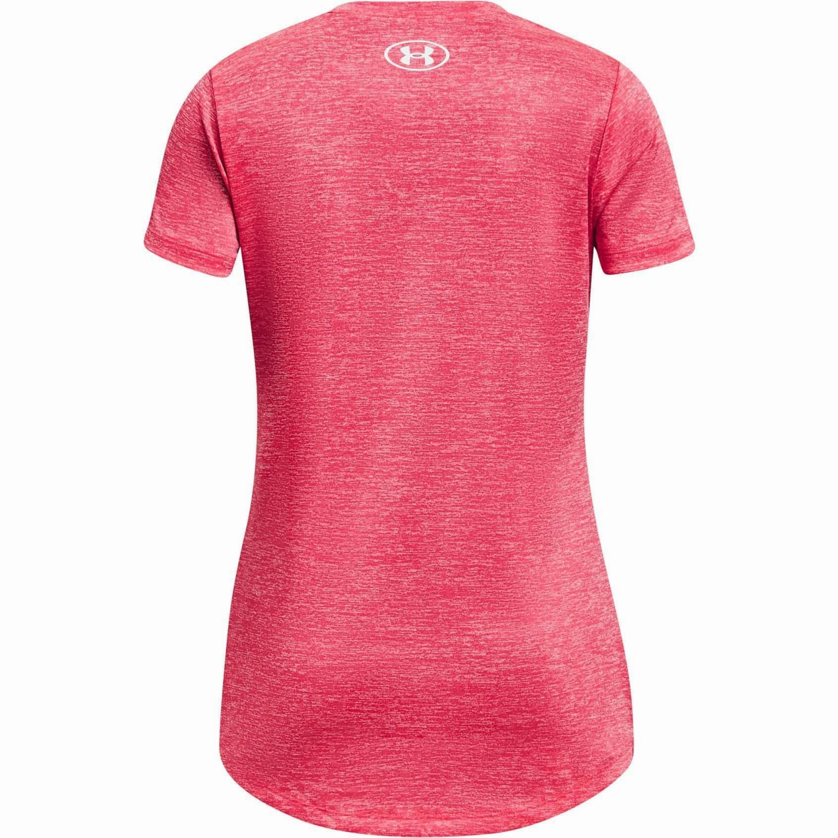 Under Armour Tech Big Logo Twist Short Sleeve Junior Running Top - Pink Fuzz Free Surface Flexible Shoulder Seams