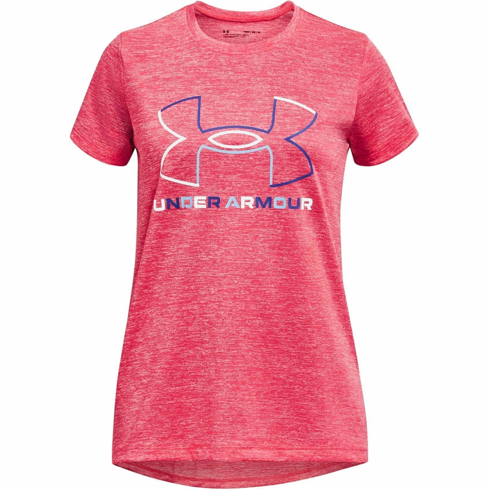 Under Armour Tech Big Logo Twist Short Sleeve Junior Running Top - Pink Light Design Sporty Comfort