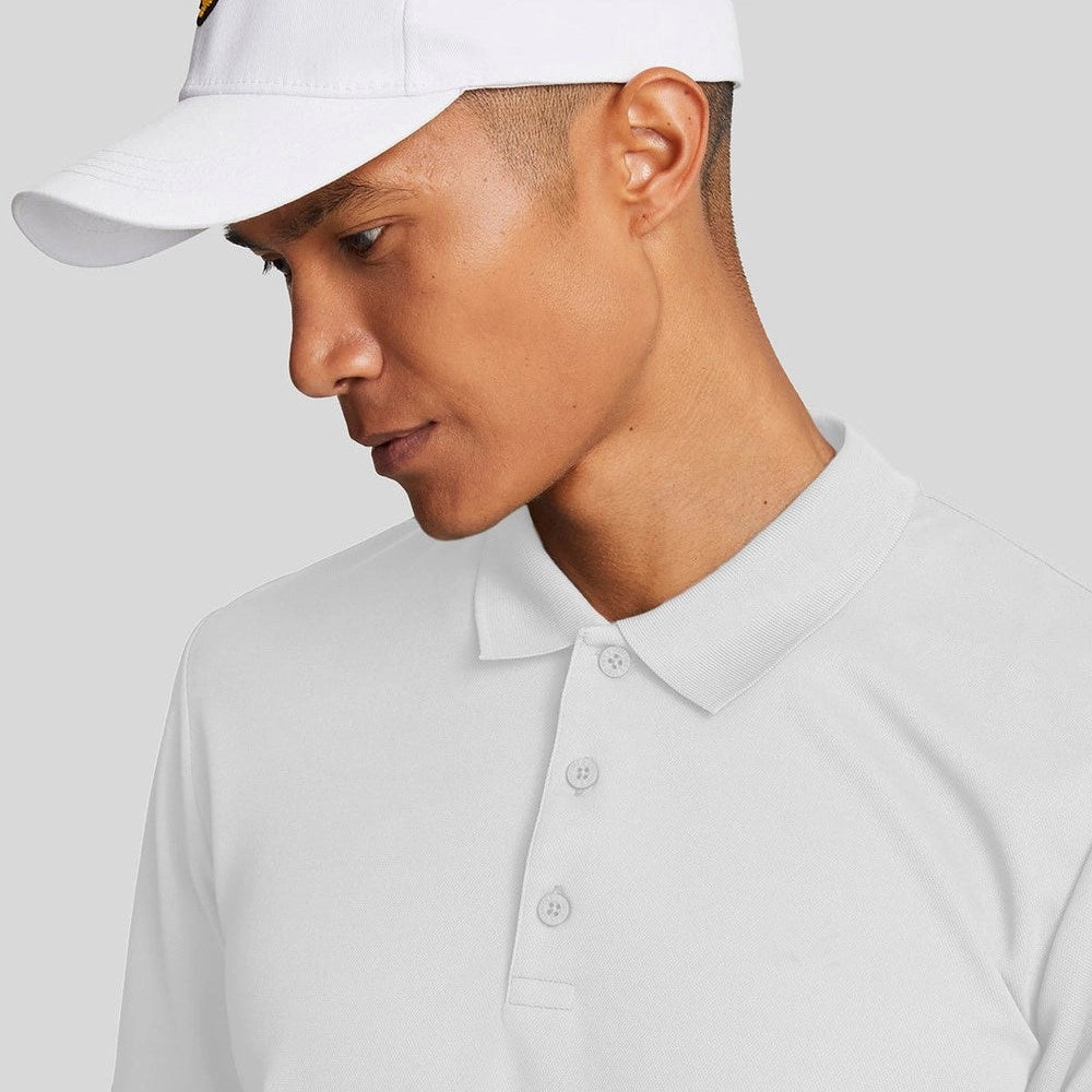Club Attire Stylish Neckline Lyle & Scott Tonal Tech Golf Polo Shirt - White