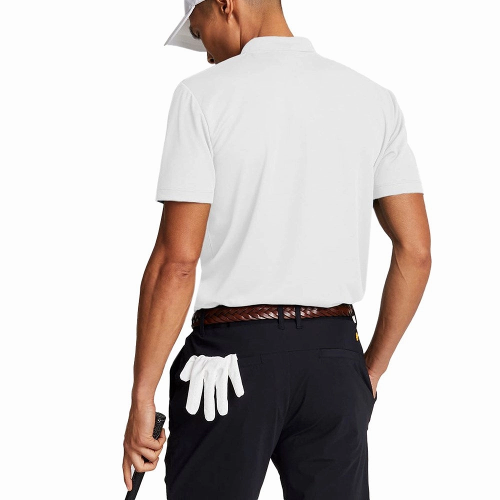 Lyle & Scott Tonal Tech Golf Polo Shirt - White Summer Office Placket Reinforcement