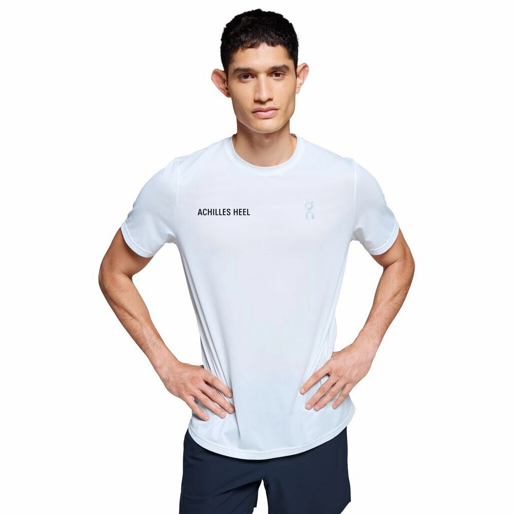 On x Achilles Heel Run Club Men's Core Tee Undyed White Tagless Labeling Breezy Fit