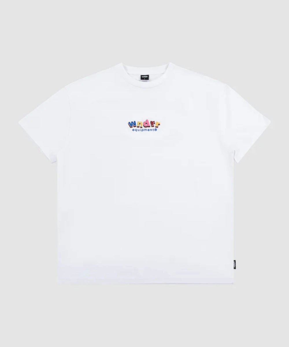 WNDRR Blocked Box Fit Tee (White) MoistureWicking Technology Design Glow