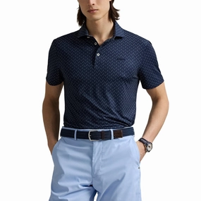RLX Ralph Lauren Printed Lightweight Airflow Golf Polo Shirt - Multi Deco Toss Refined Navy NonIron Finish Breathable mesh lining