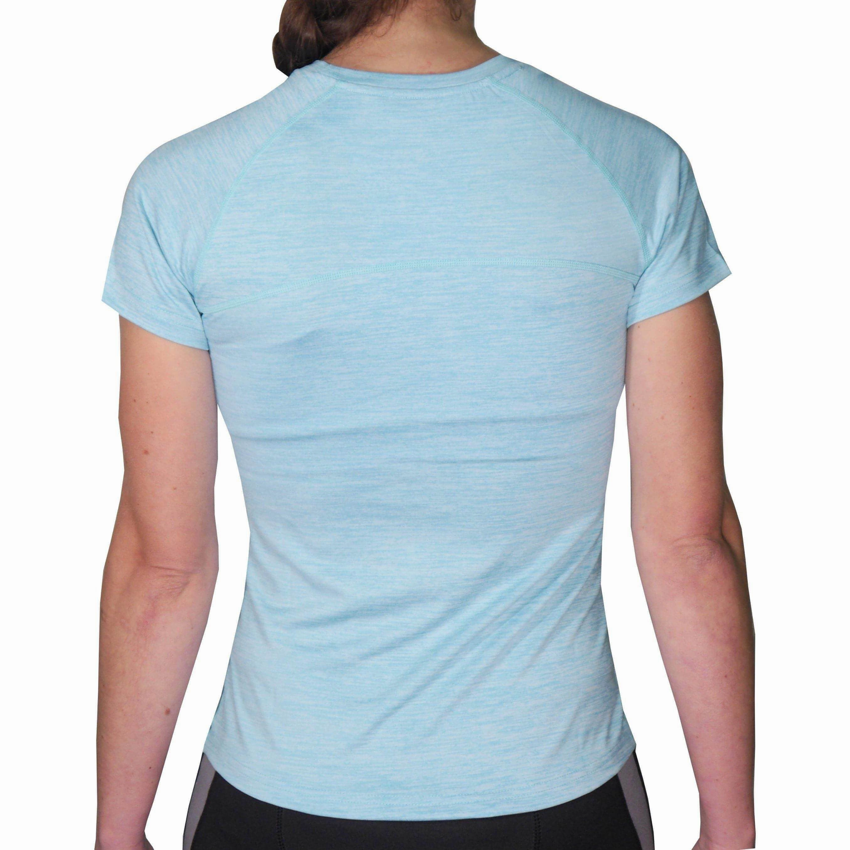 More Mile Heather Short Sleeve Girls Running Top - Blue Low Impact Dye