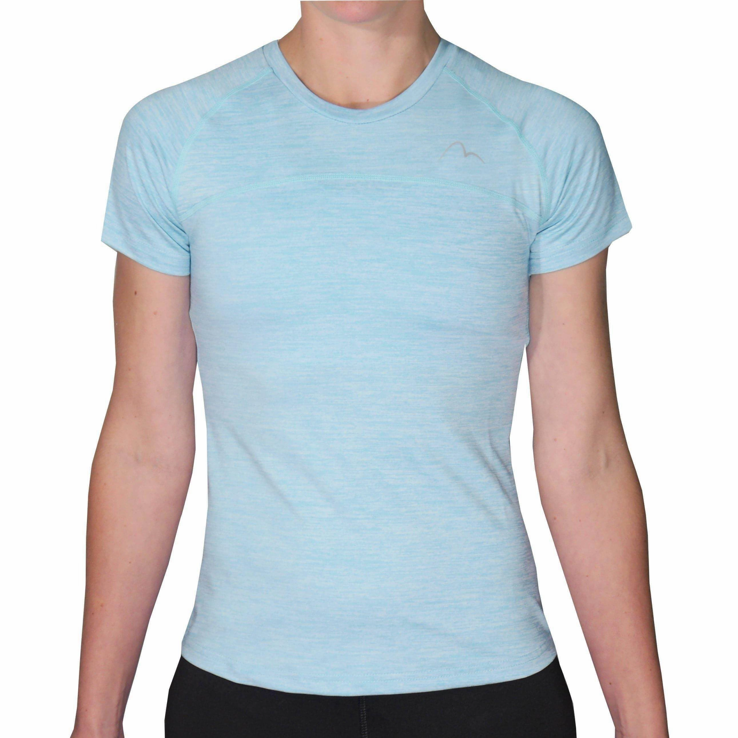 Chill Comfort Look layerable More Mile Heather Short Sleeve Girls Running Top - Blue