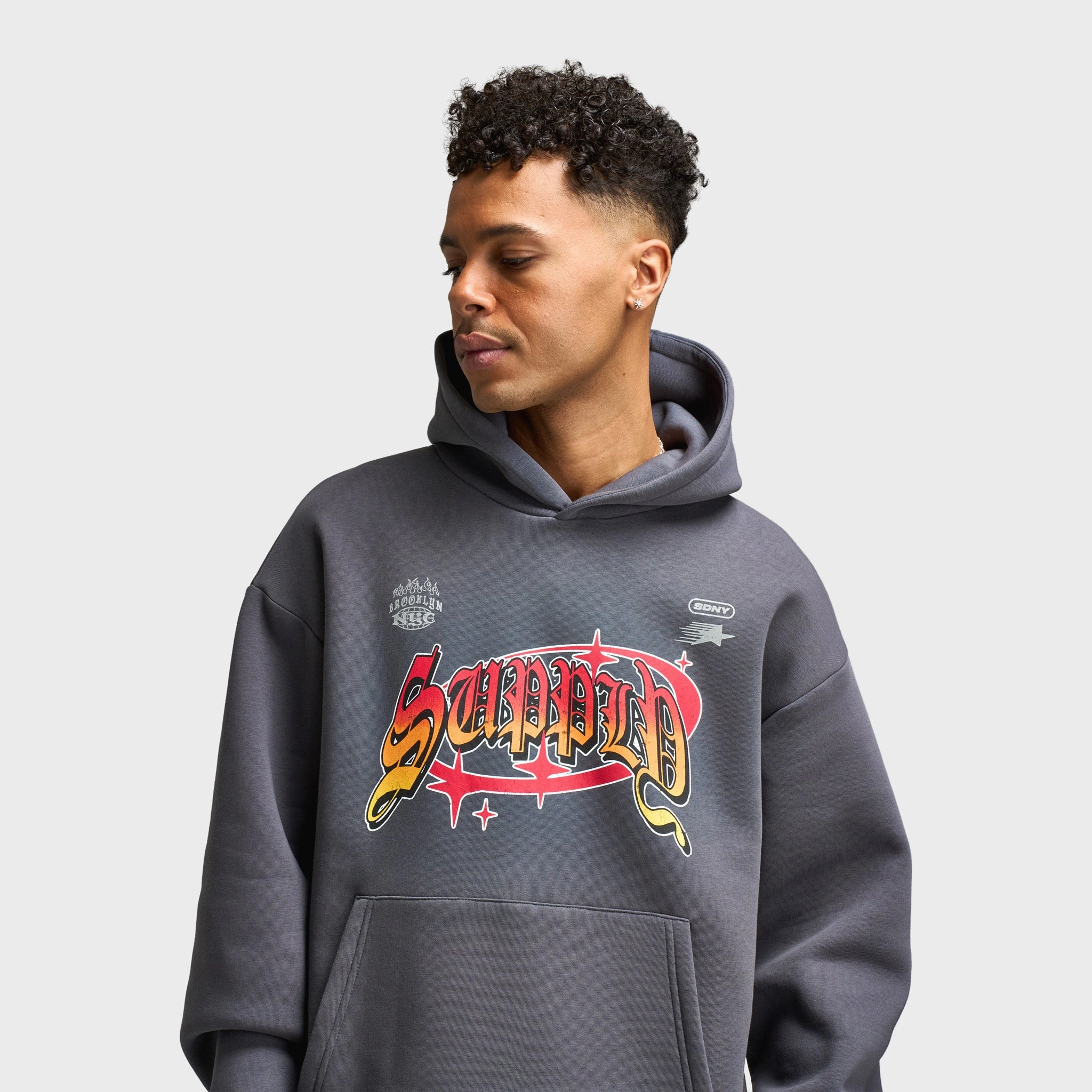Supply & Demand Ashburn Pullover Hoodie / Dark Grey Stripe Look Easy Care Fabric