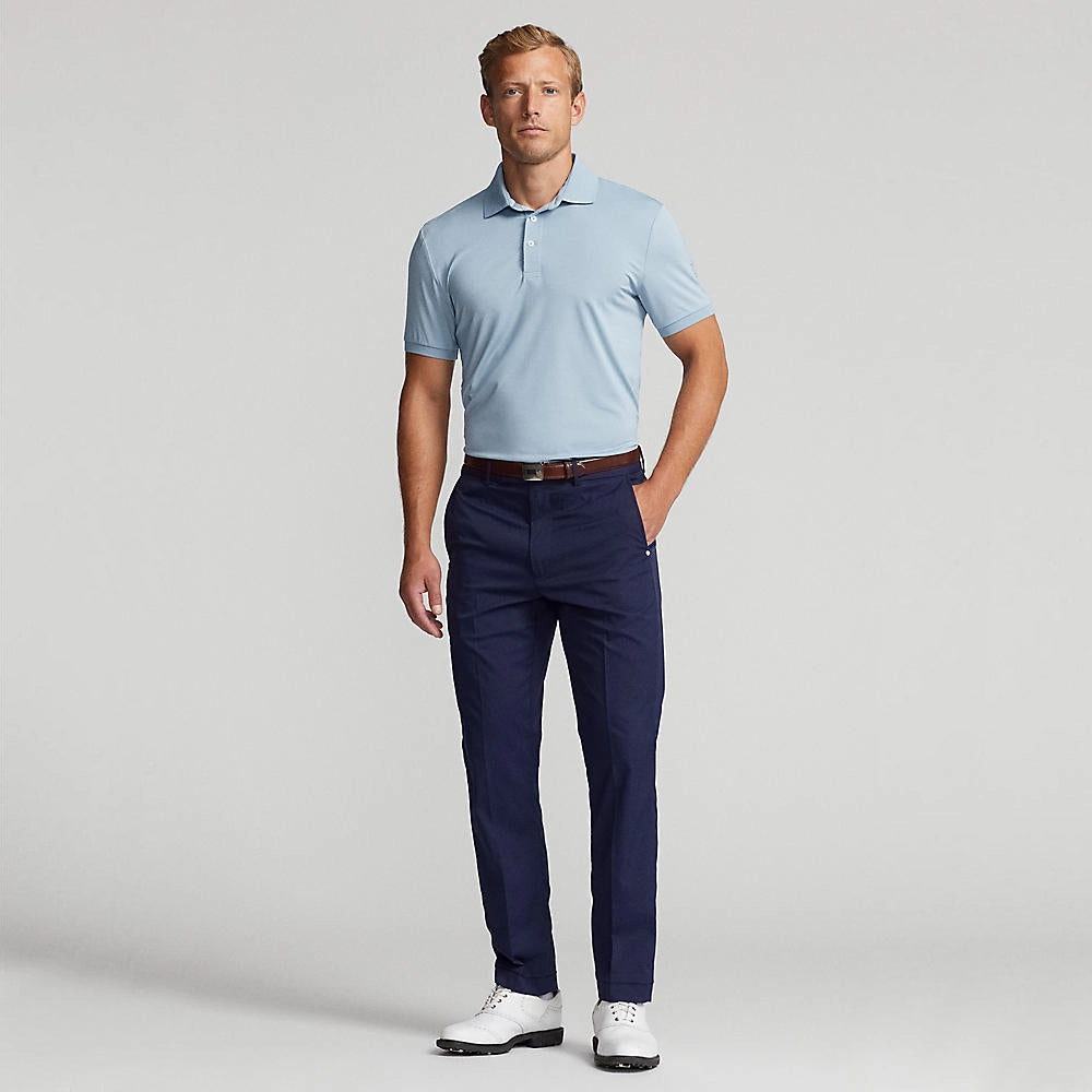 DoubleLayered Hem Binding RLX Ralph Lauren Solid Airflow Performance Polo Golf Shirt - Vessel Blue