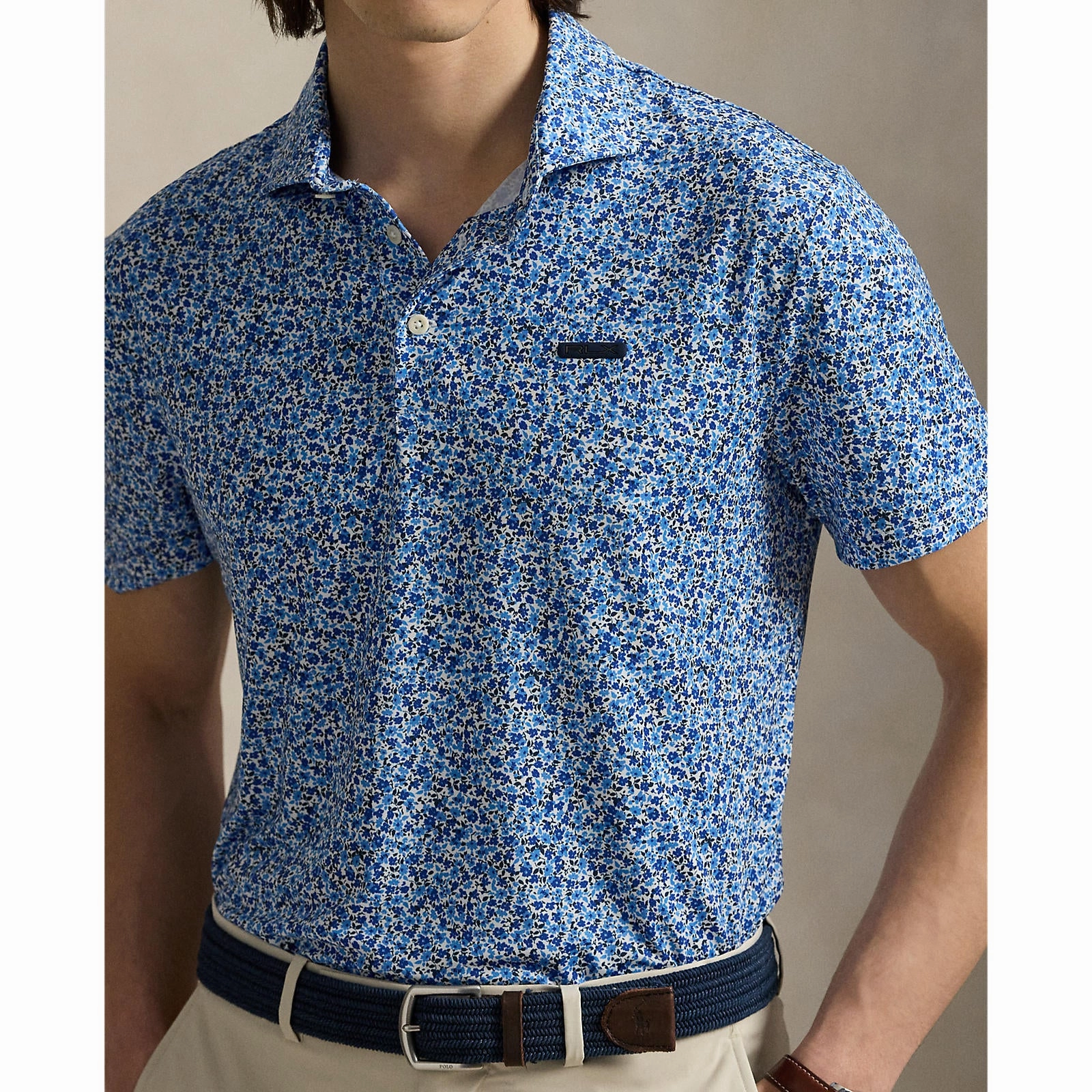RLX Ralph Lauren Printed Lightweight Airflow Golf Polo Shirt - Savanna Floral Refined Navy Multi Urban Style