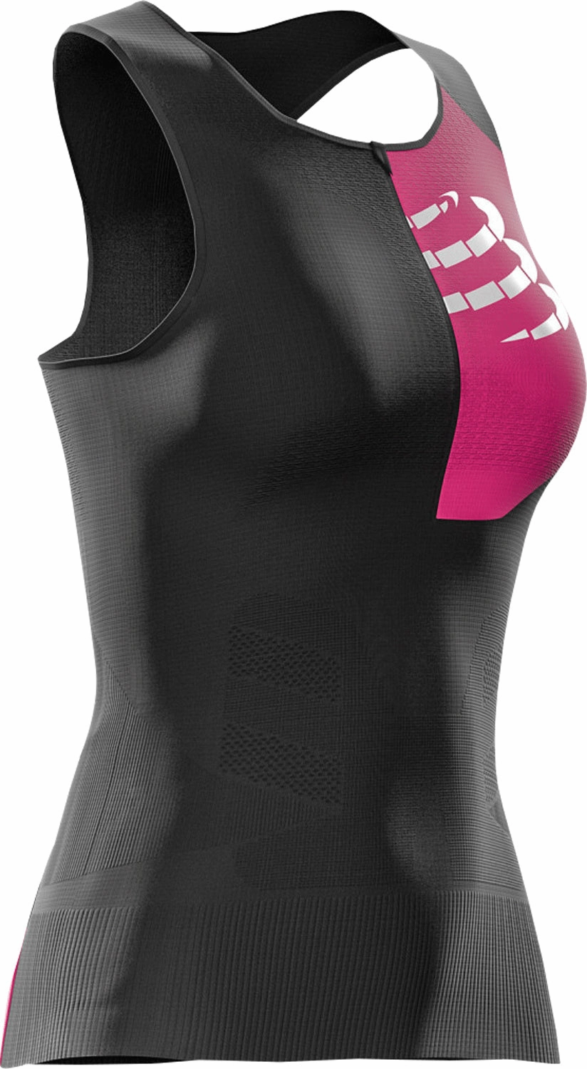 Layered Paneling Compressport Tri Postural Ultra Womens Running Vest Tank Top - Black