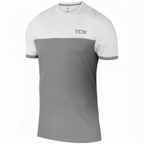 Denim combination Ribbed Neckline TCA Aeron Short Sleeve Junior Running Top - Grey