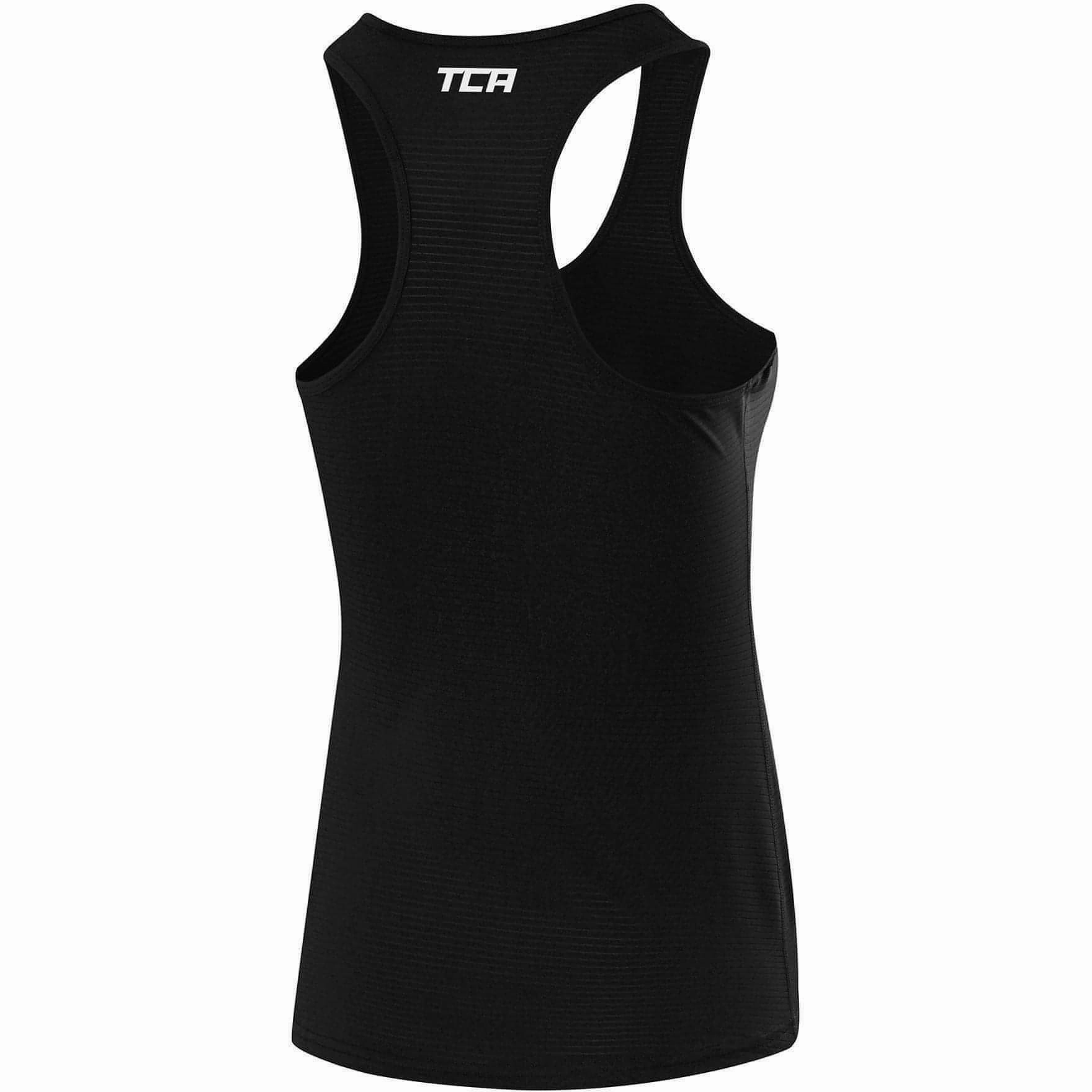 TCA Air Racerback Womens Training Vest Tank Top - Black Breezy Fit Energy Ease