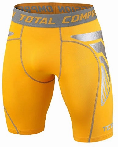 TCA CarbonForce Pro Compression Junior Short Running Tights - Yellow NonRestrictive windproof