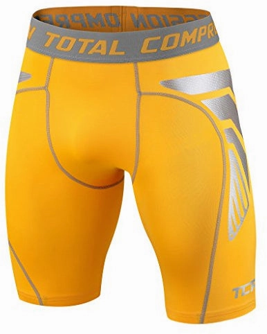 TCA CarbonForce Pro Compression Junior Short Running Tights - Yellow Short-lengths Minimalist