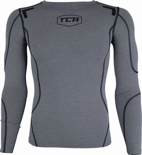 TCA Elite Plus Long Sleeve Junior Compression Top - Grey Zip - up