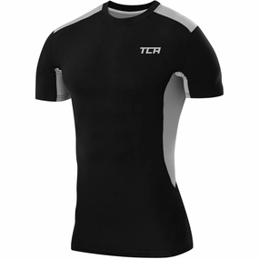 TCA FX Laser Mens Short Sleeve Compression Top - Black Quick Release Fastener Lightweight Compression Design