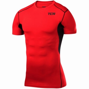 TCA HyperFusion Short Sleeve Mens Compression Top - Red Stone Wash Process