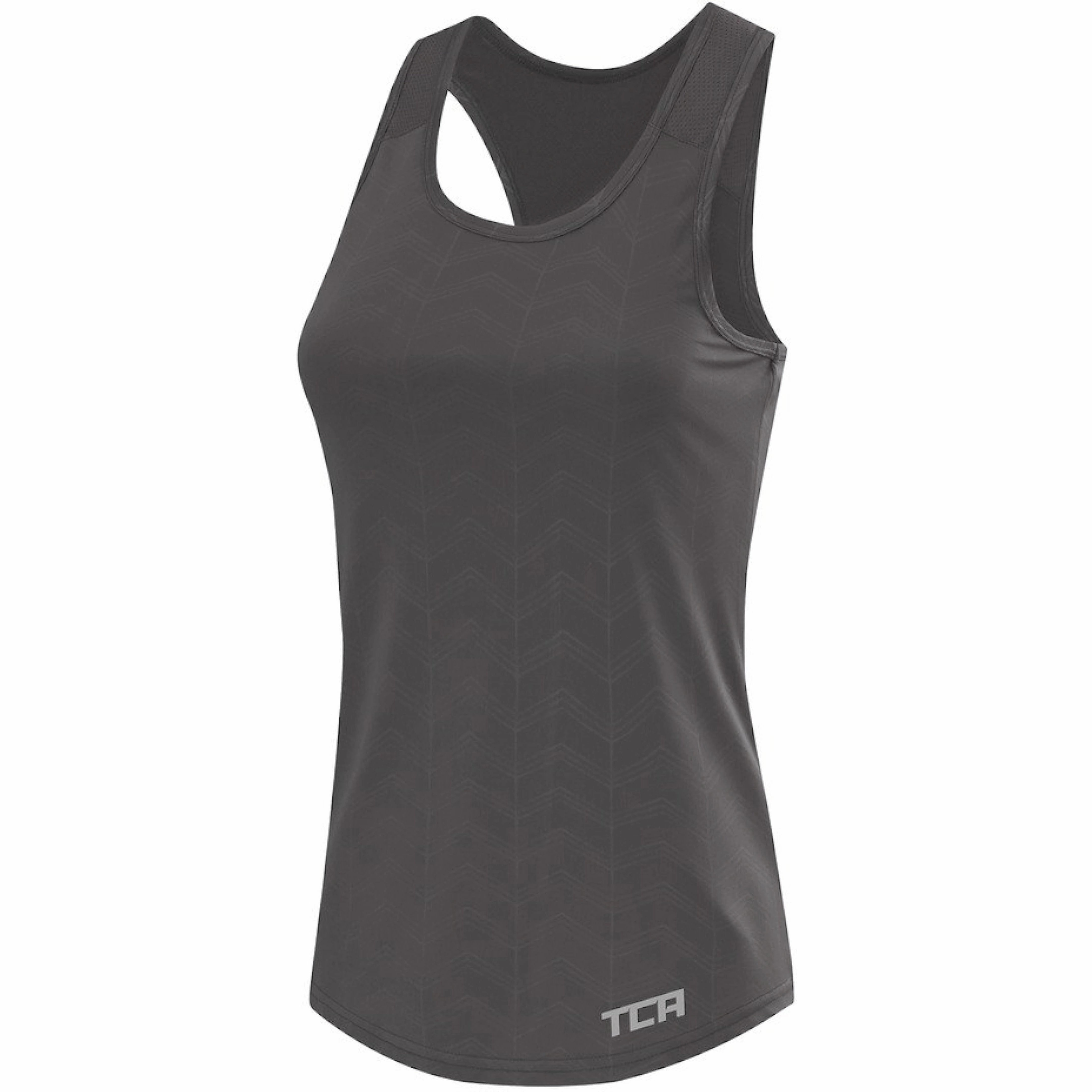 cloudy TCA Impulse Printed Racerback Womens Running Vest Tank Top - Grey