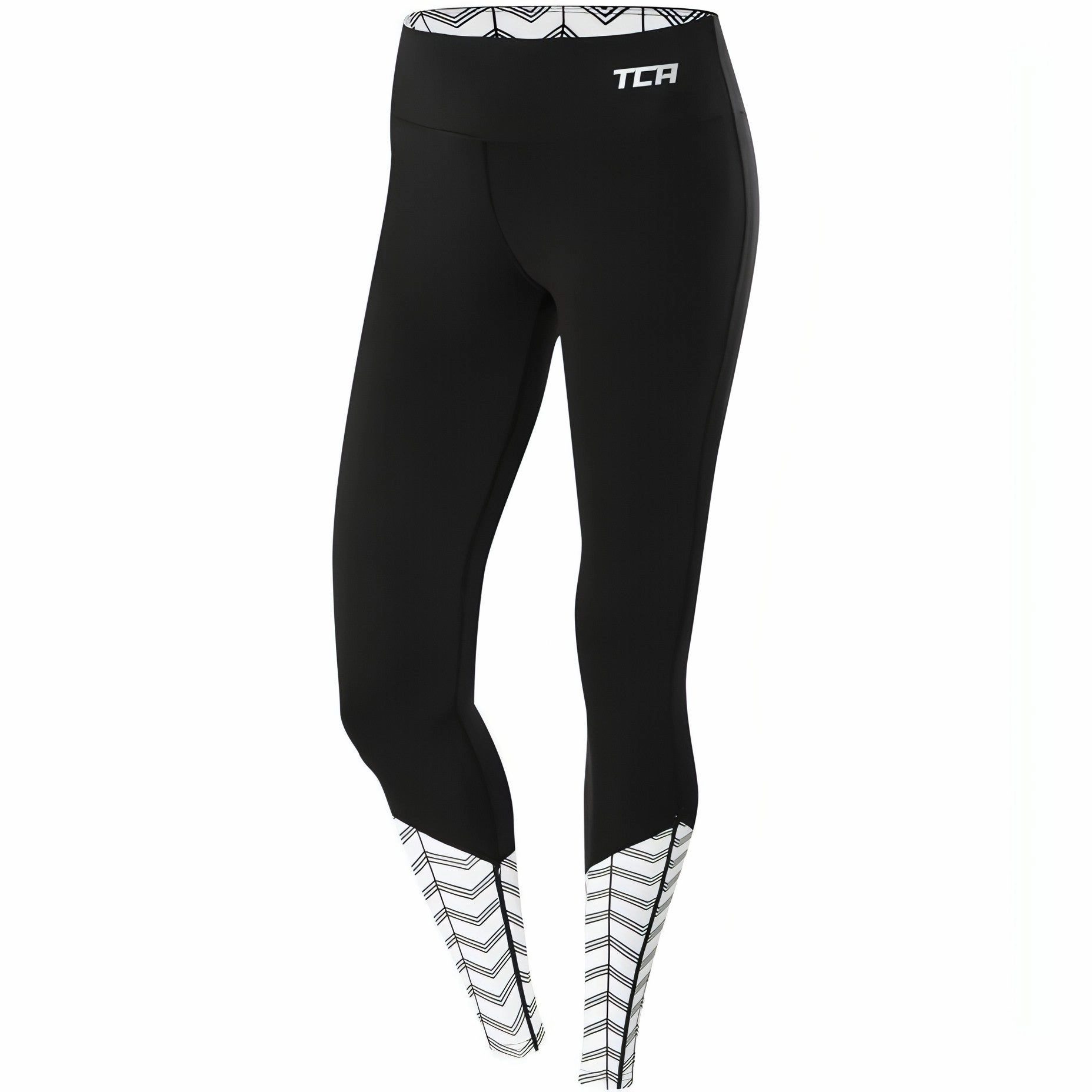 TCA Impulse Printed Womens Long Running Tights - Black Elastic-waistband-feature-attribute