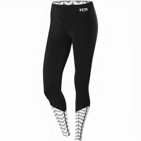 TCA Impulse Printed Womens Long Running Tights - Black Elastic-waistband-feature-attribute