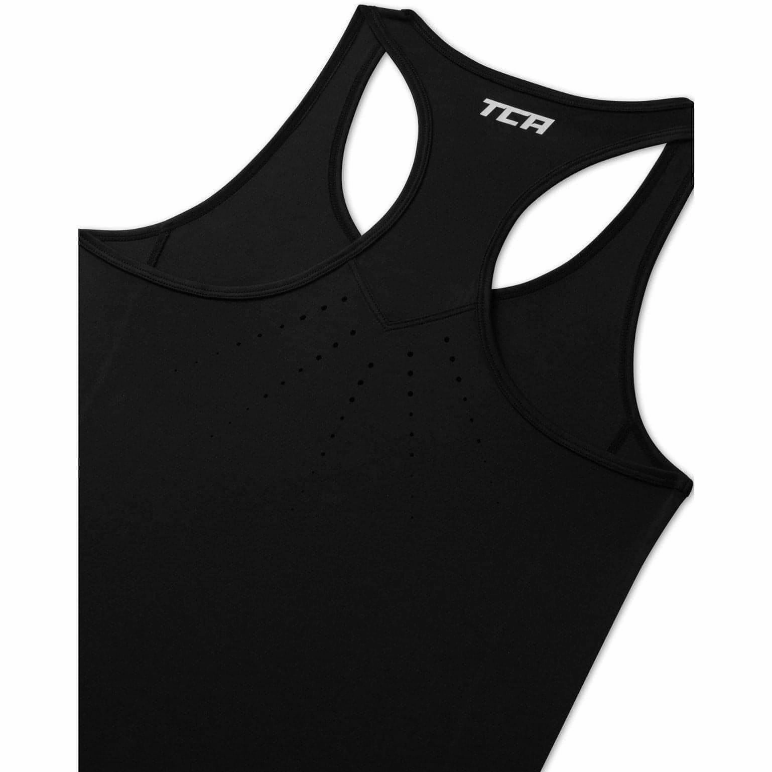 TCA Laser Tech Lightweight Womens Running Vest - Black Flexible Activewear Outdoor Use
