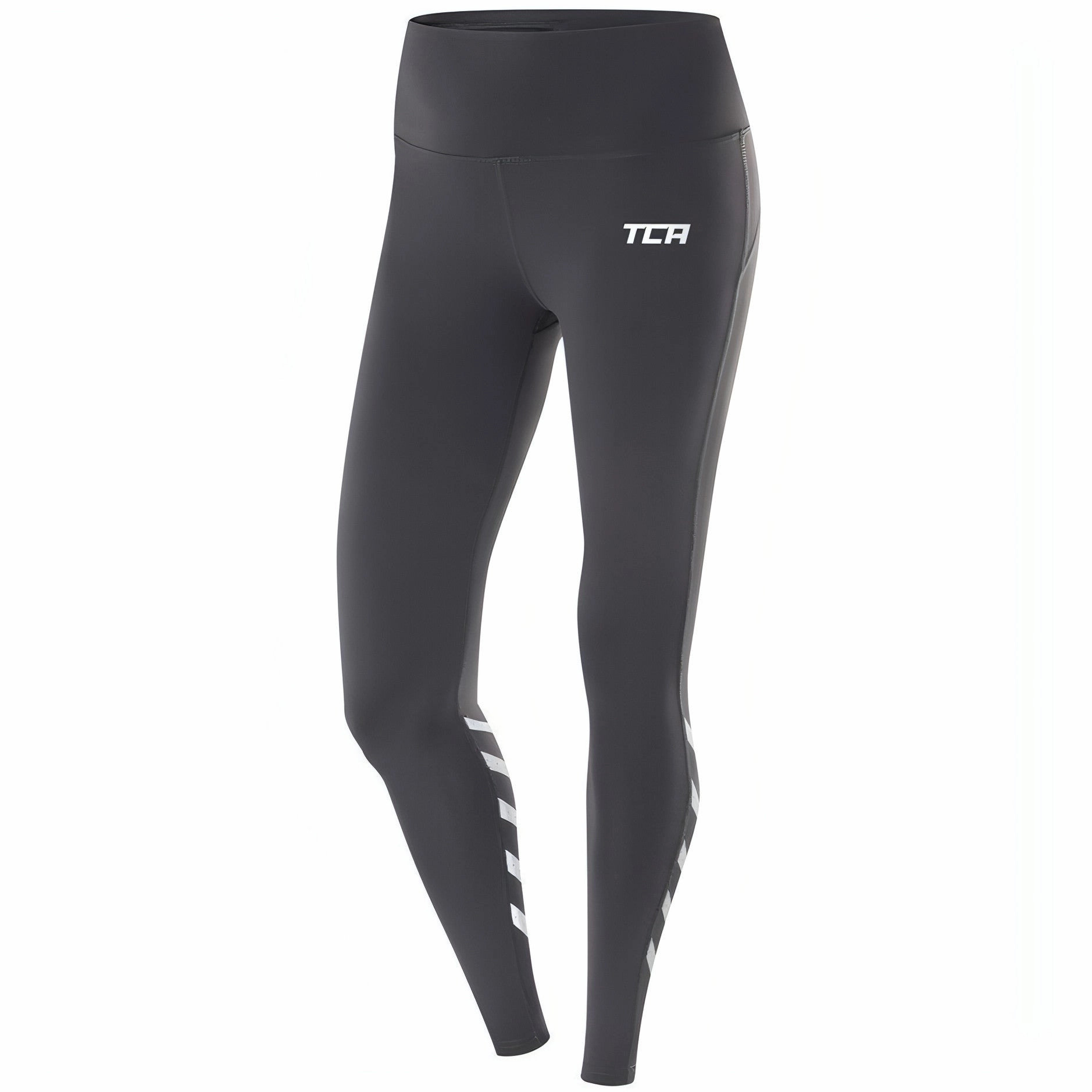 TCA Laser Tech Reflective Womens Long Running Tights - Grey Abrasion-resistant