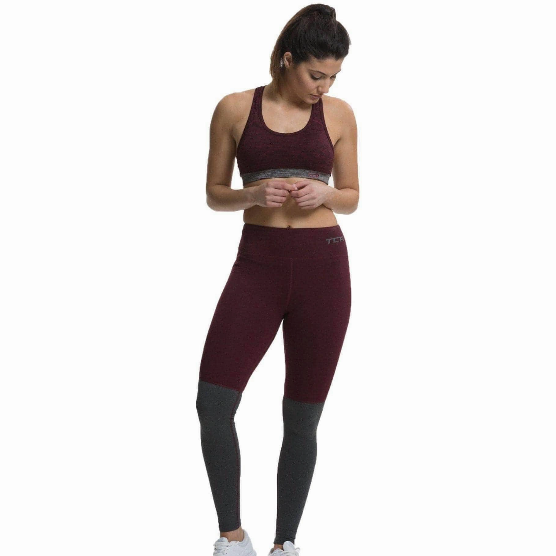 Collapsible Heel Geometry tencel TCA Nova High Waist Womens Long Running Tights - Red