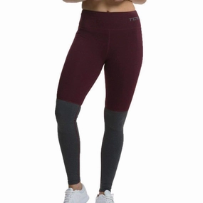 TCA Nova High Waist Womens Long Running Tights - Red FlexEnhancingPanels