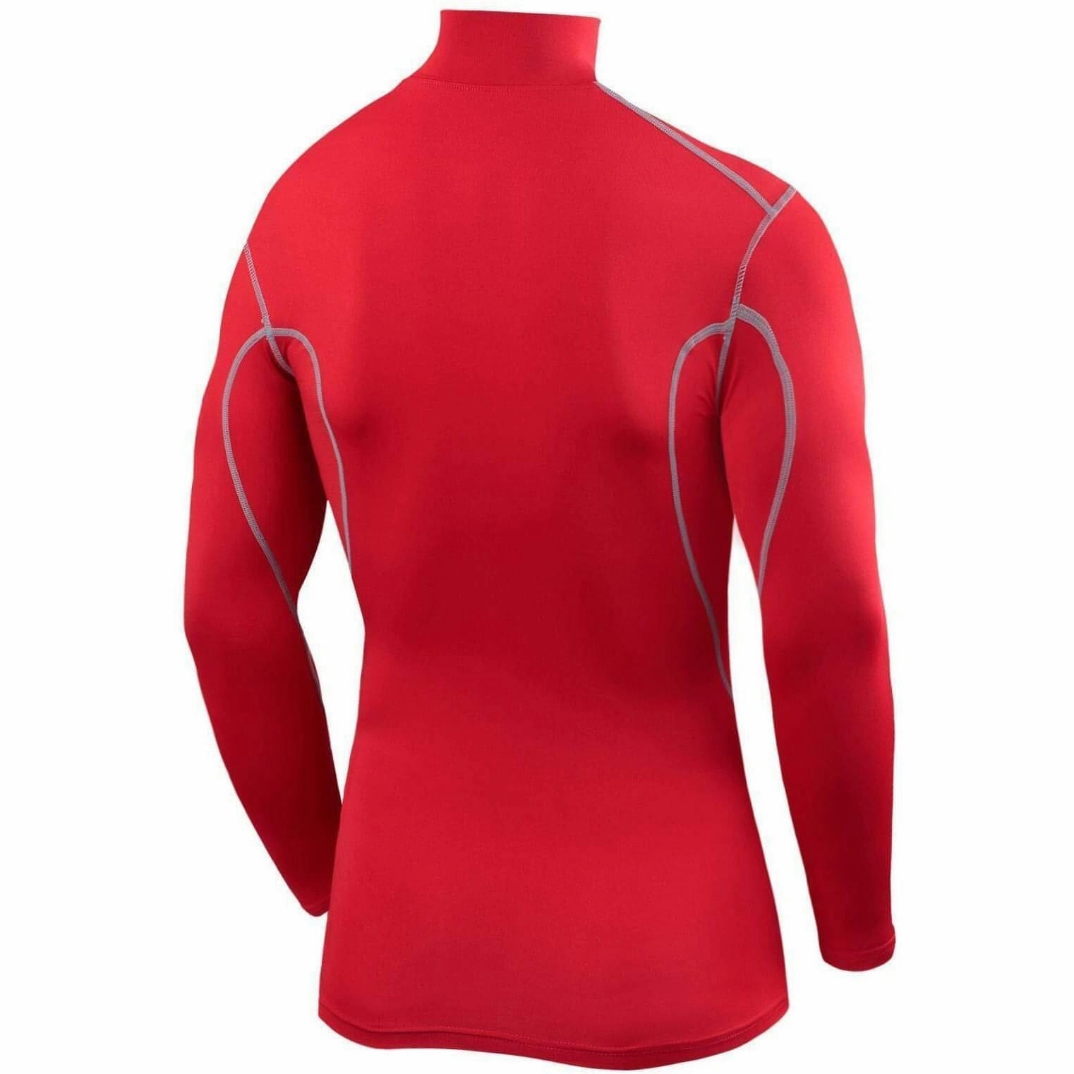 TCA Pro Performance Long Sleeve Mock Junior Compression Top - Red attic Shelf