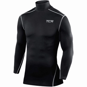 TCA Pro Performance Long Sleeve Mock Mens Compression Top - Black Keychain