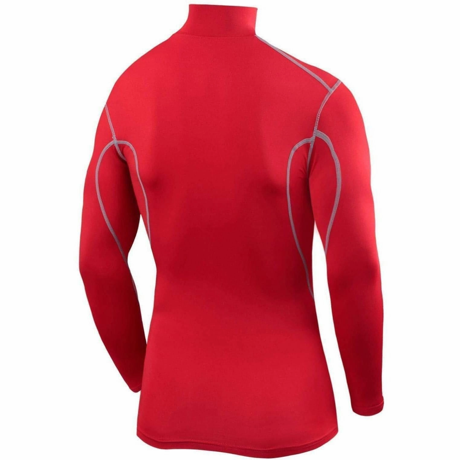 TCA Pro Performance Long Sleeve Mock Mens Compression Top - Red Moisture wicking
