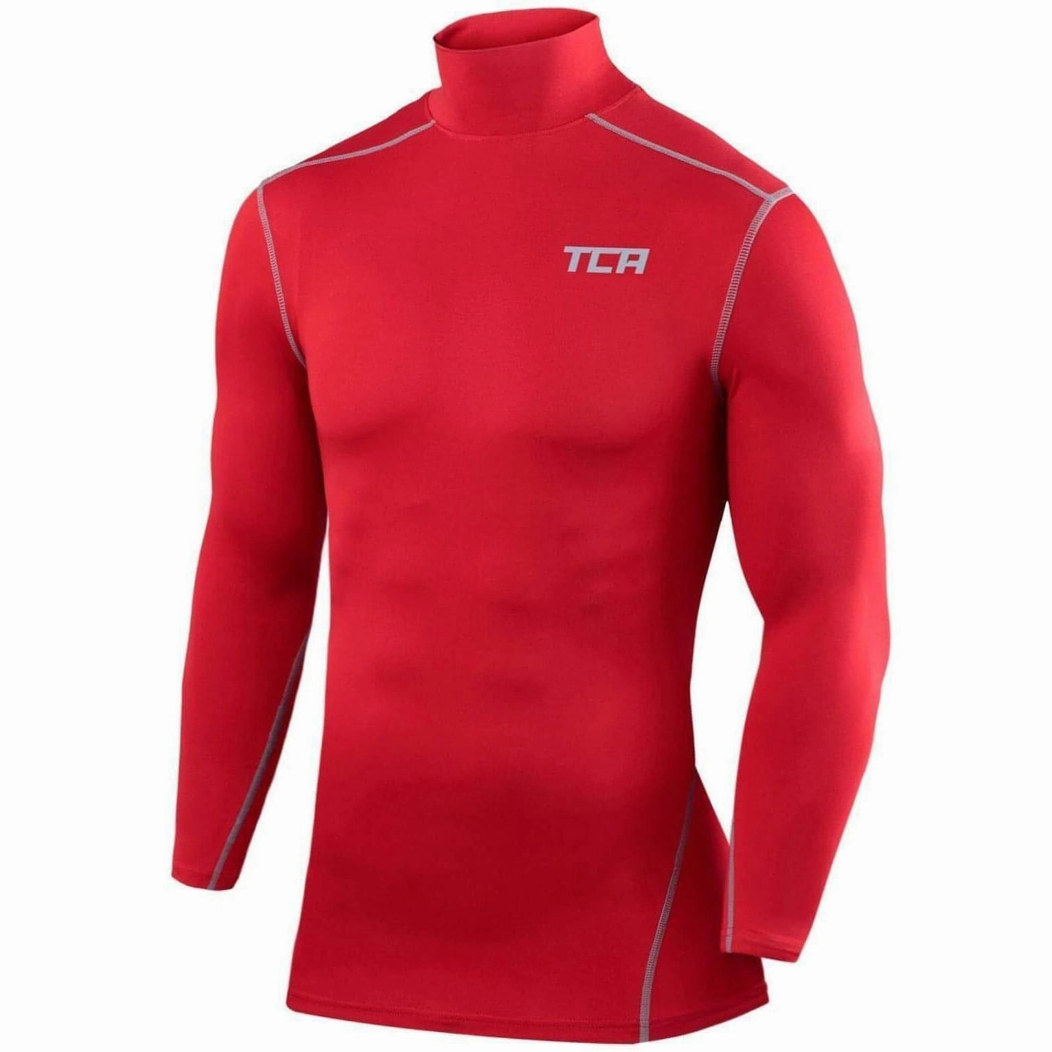 Indoor dweller TCA Pro Performance Long Sleeve Mock Mens Compression Top - Red